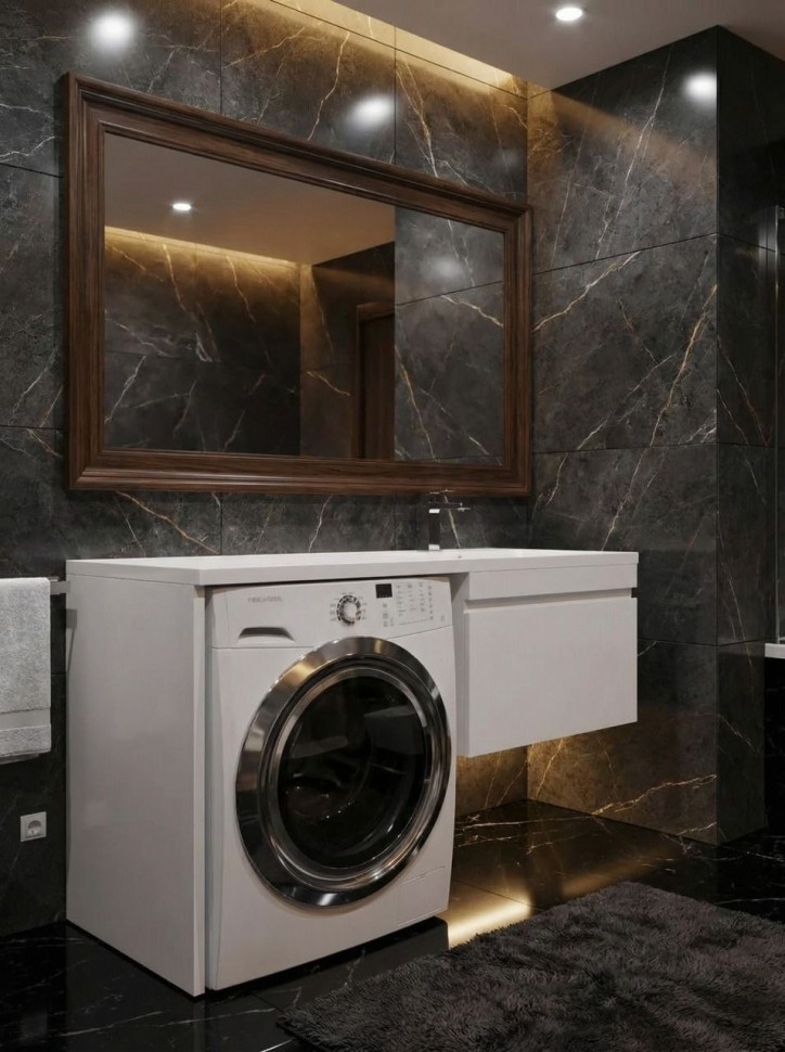 Тумба под стиральную машину подвесная Uperwood Magenta 45х50х55 см, белая, выдвижной ящик