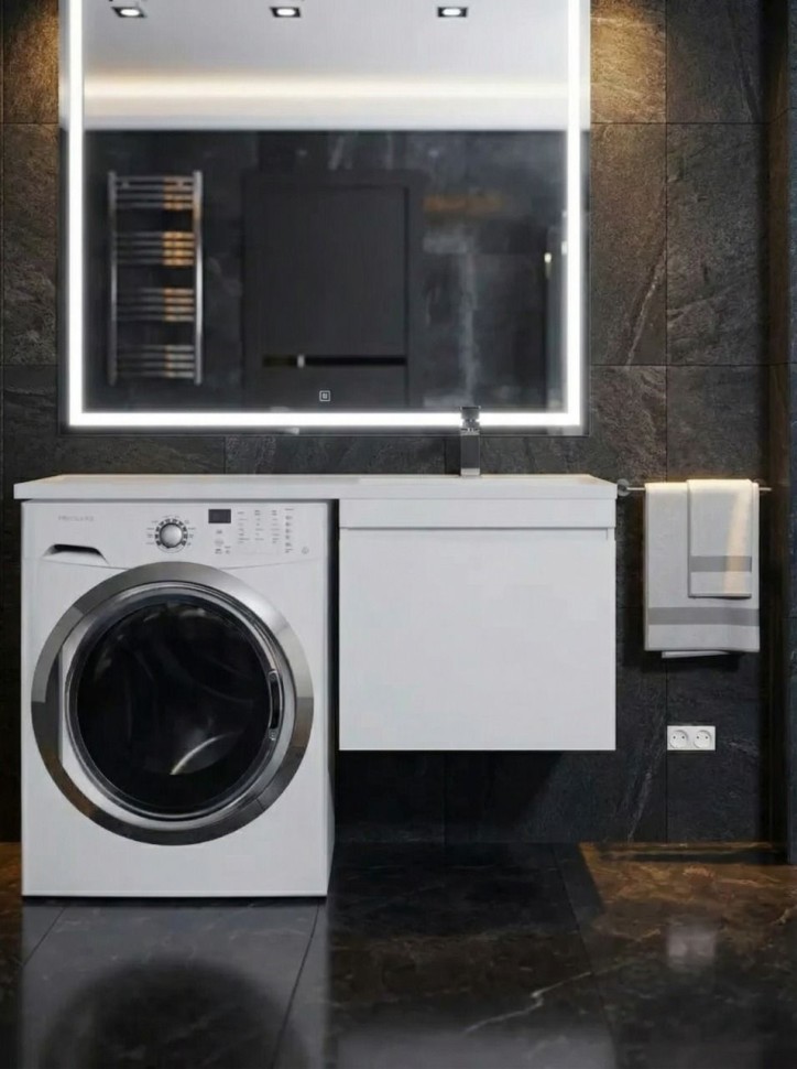 Тумба под стиральную машину подвесная Uperwood Magenta 45х50х55 см, белая, выдвижной ящик