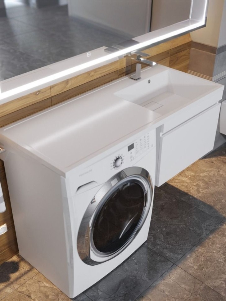 Тумба под стиральную машину подвесная Uperwood Magenta 45х50х55 см, белая, выдвижной ящик