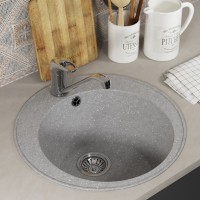 Кухонная мойка из искусственного камня Uperwood ECON UPD-405-003, круглая, серая матовая