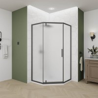 Душевой угол Veconi Ottimo P10 B, 800x800x1900, черный матовый, стекло матовое