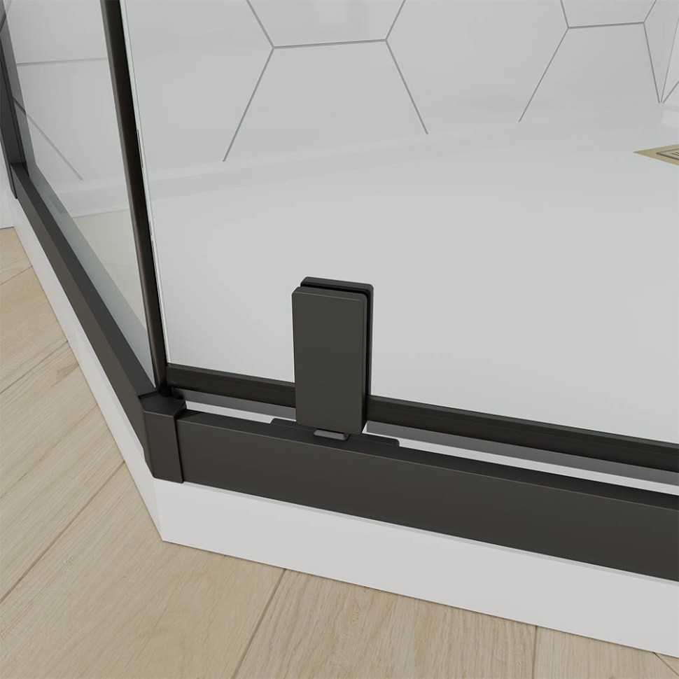 Душевой угол Veconi Ottimo P10 B, 800x800x1900, черный матовый, стекло матовое