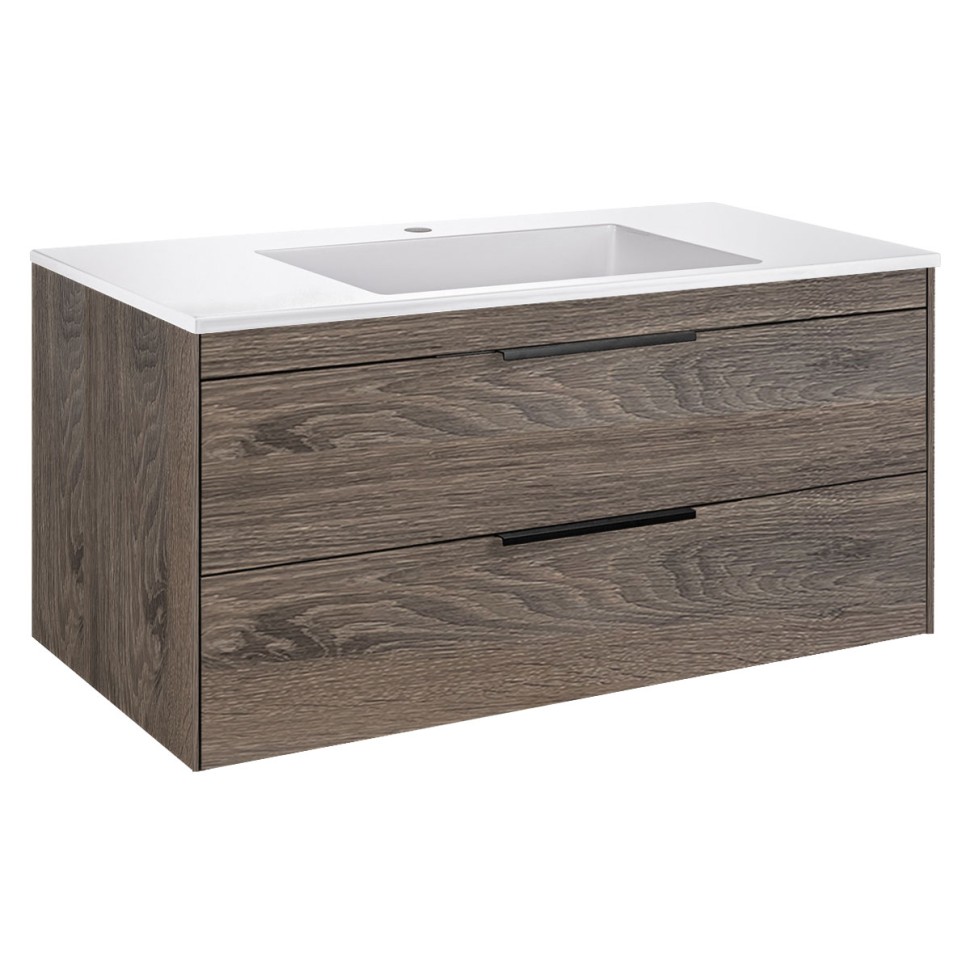 База под раковину Chiara 2D 1000 подвесная, 2 выкатных ящика soft-close, R.Oak