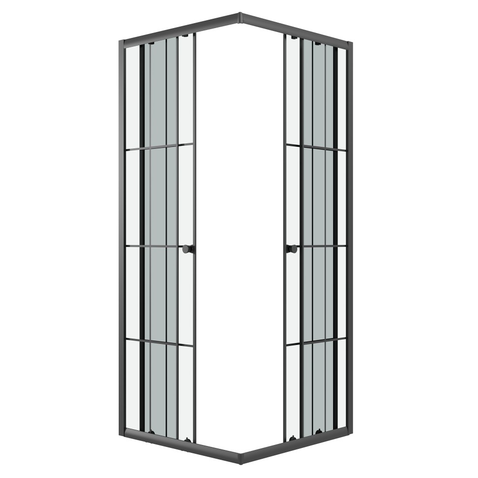 Душевое ограждение Niagara Eco NG-1009-14QKL (90х90х190) квадрат,раздвижное,черный,стекло клетка,1 место