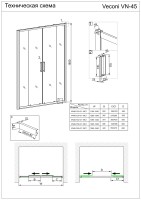 Душевая дверь Veconi Vianno VN-45, 1200x1850, хром, стекло pear