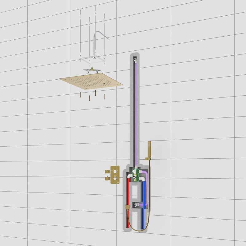 Душевая система встроенная с термостатом Timo Petruma SX-5029/18SM черное золото