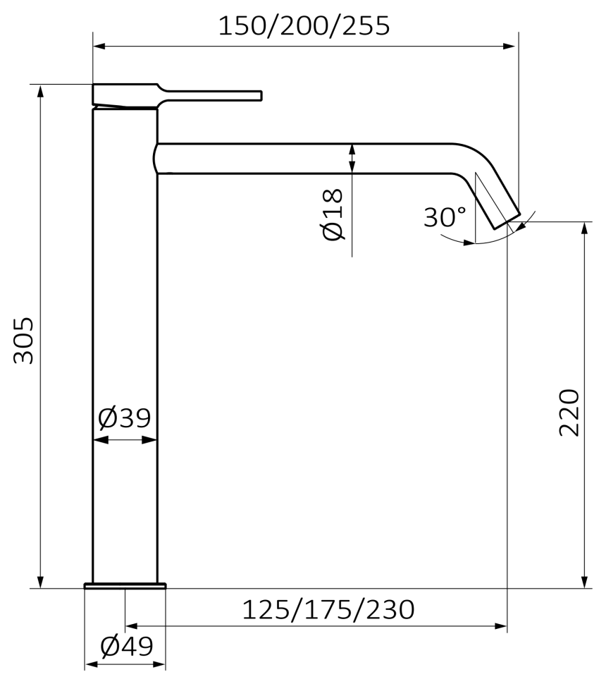 Смеситель для раковины GRB TIME XXL 47511492, вороненная сталь  