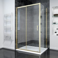 Душевой угол Veconi Rovigo RV-055G, 1500х900х1950, золото брашинг, прозрачное стекло