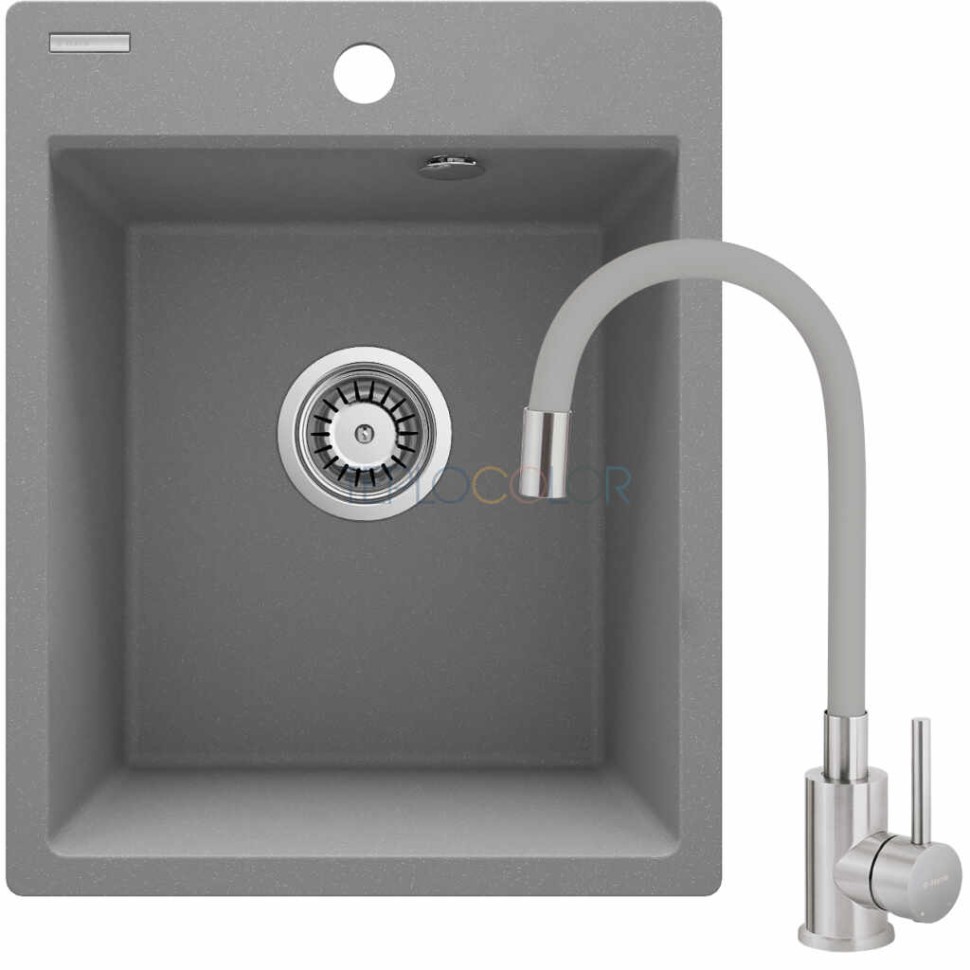 Гранитная мойка со смесителем, 1-чаша