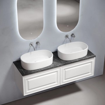 Столешница для ванной комнаты из керамогранита SANCOS Black Sky 1600х460 без отверстия под смеситель, арт.TT160A1