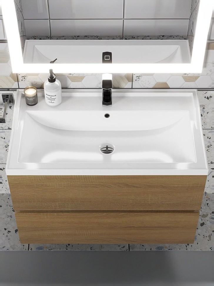 Раковина для ванной 80 см, Uperwood Family, белая глянцевая