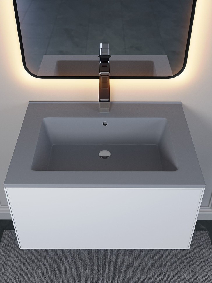 Раковина для ванной 66 см, Uperwood Parma Quartz, серая матовая, бетон
