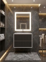 Тумба под раковину Uperwood Next Premium подвесная, 70 см, белая/графит, 2 ящика