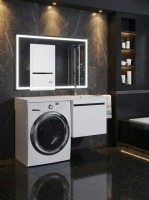 Тумба под стиральную машину подвесная Uperwood Magenta 45х50х55 см, белая/графит, выдвижной ящик