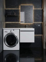 Тумба под стиральную машину подвесная Uperwood Magenta 45х50х55 см, белая/графит, выдвижной ящик