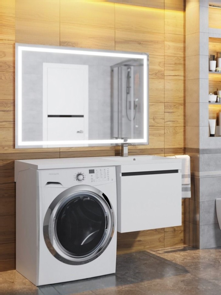 Тумба под стиральную машину подвесная Uperwood Magenta 45х50х55 см, белая/графит, выдвижной ящик