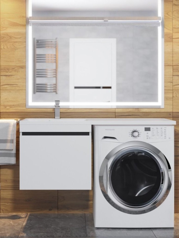 Тумба под стиральную машину подвесная Uperwood Magenta 45х50х55 см, белая/графит, выдвижной ящик