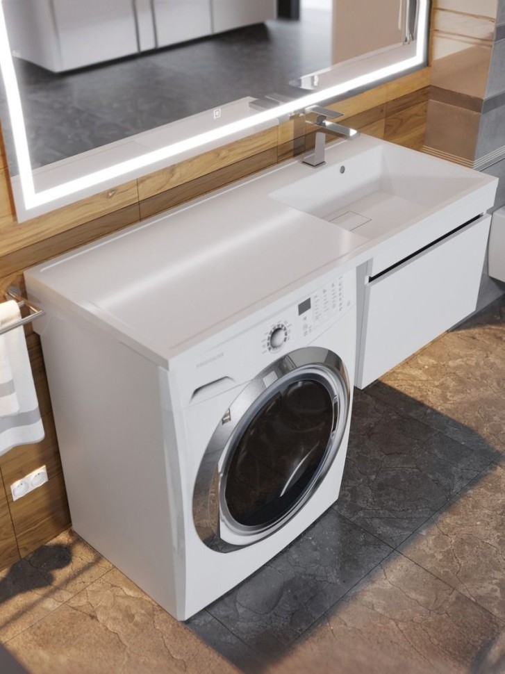 Тумба под стиральную машину подвесная Uperwood Magenta 45х50х55 см, белая/графит, выдвижной ящик