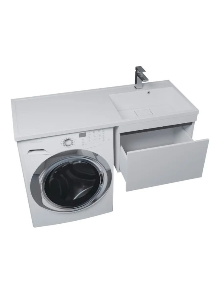 Тумба под стиральную машину подвесная Uperwood Magenta 45х50х55 см, белая/графит, выдвижной ящик