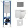 Комплект 3в1 IBERICA BLANCA инсталляция SILENCIO MINI, унитаз BILBAO ALTO белый, кнопка смыва INOX-R вороненая сталь (IB.001M.BLA.231.1502)