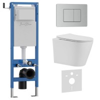 Комплект 3в1 IBERICA BLANCA инсталляция SILENCIO MINI, унитаз BURGOS ALTO белый, кнопка смыва INOX-C хром матовый (IB.001M.BRA.231.1132)