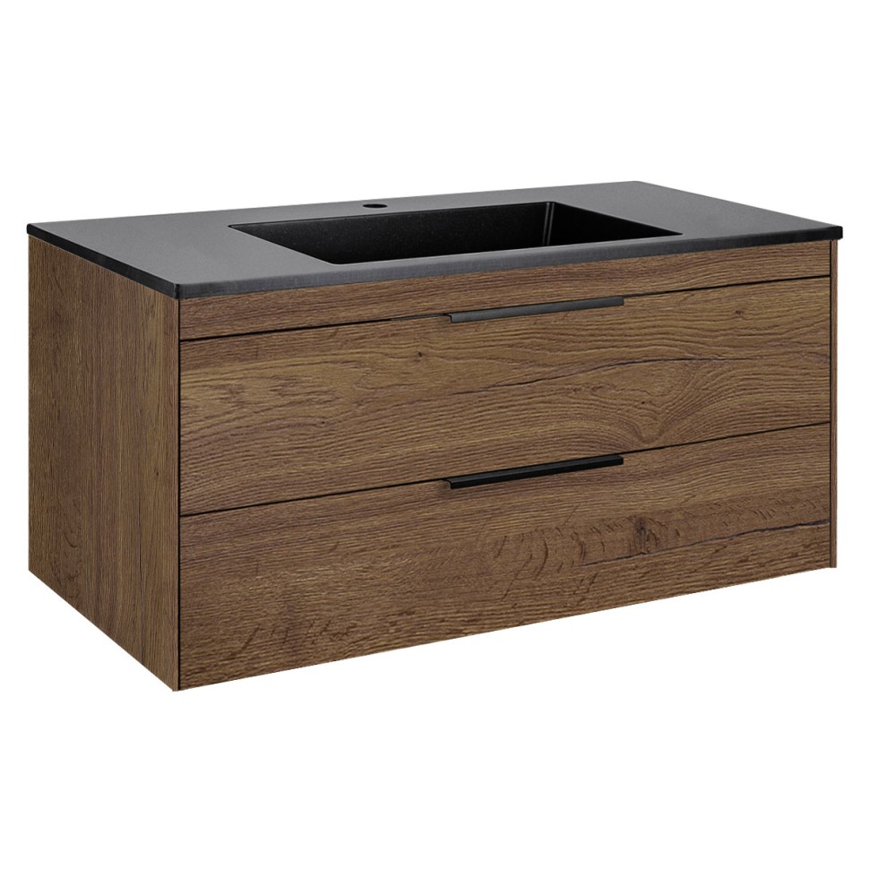 База под раковину Chiara 2D 1000 подвесная, 2 выкатных ящика soft-close, T.Oak