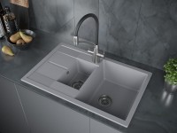 Мойка FLUGEN 60/1,5, IT-GRANIT, PM237850-GRM, серый металлик, 775х495 мм, Paulmark