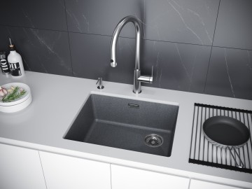 Мойка LUMI 55UNI-SKEW, IT-GRANIT, LU55SK-WH, белый, 555х440, Paulmark