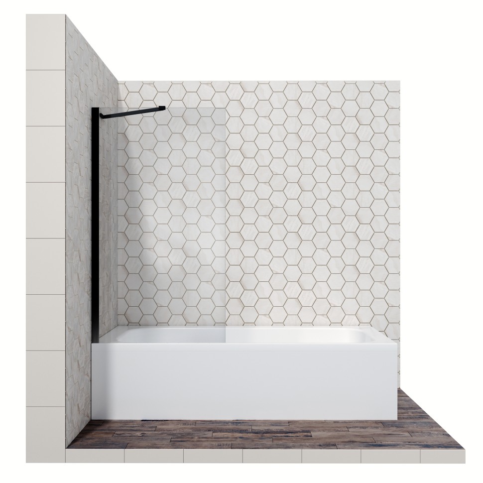 Шторка для ванны Ambassador Bath Screens 16041206 (70х140) черный,стекло прозрачное,неподвижное,1 место