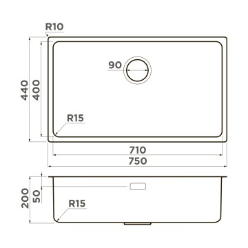 Кухонная мойка Omoikiri Tadzava 75-U/I Ultra 15-IN нерж. сталь/нержавеющая сталь