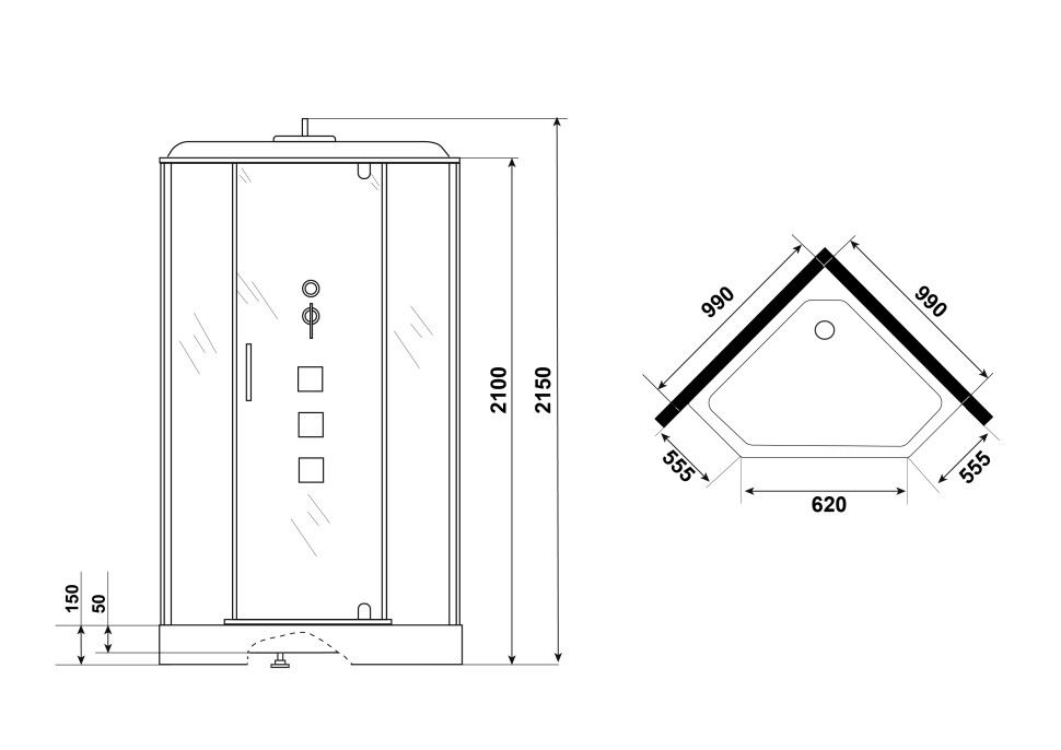 Душевая кабина Niagara Luxe 7717WD (100x100х215) низкий поддон(15см),дверь распашная,стенки серебро,4 места