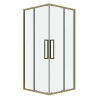 Душевое ограждение Grossman Cosmo 300.K33.02.8080.32.00 (80х80х195) квадрат,раздвижная,золото сатин,стекло прозрачное, 1 место