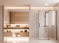 Душевой уголок Экстенза (Extenza) VSR-4EX111290CLGM, 1100/1200*900, вороненая сталь, стекло прозрачное