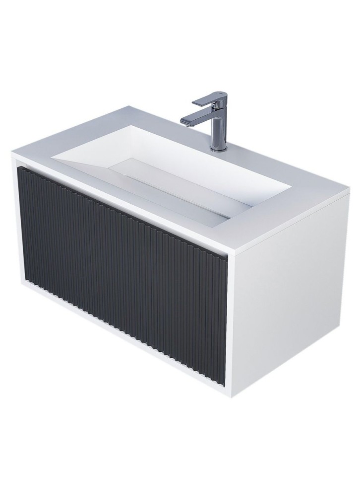 Тумба под раковину для ванной Uperwood Next Premium подвесная, 80 см, белая/графит, 1 ящик