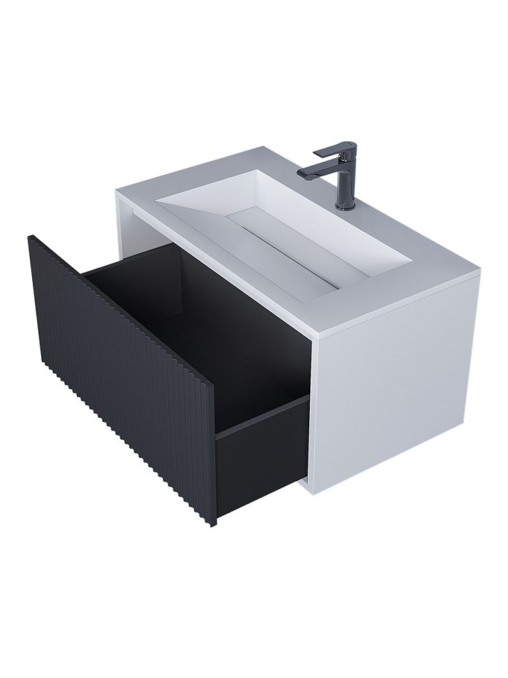 Тумба под раковину для ванной Uperwood Next Premium подвесная, 80 см, белая/графит, 1 ящик