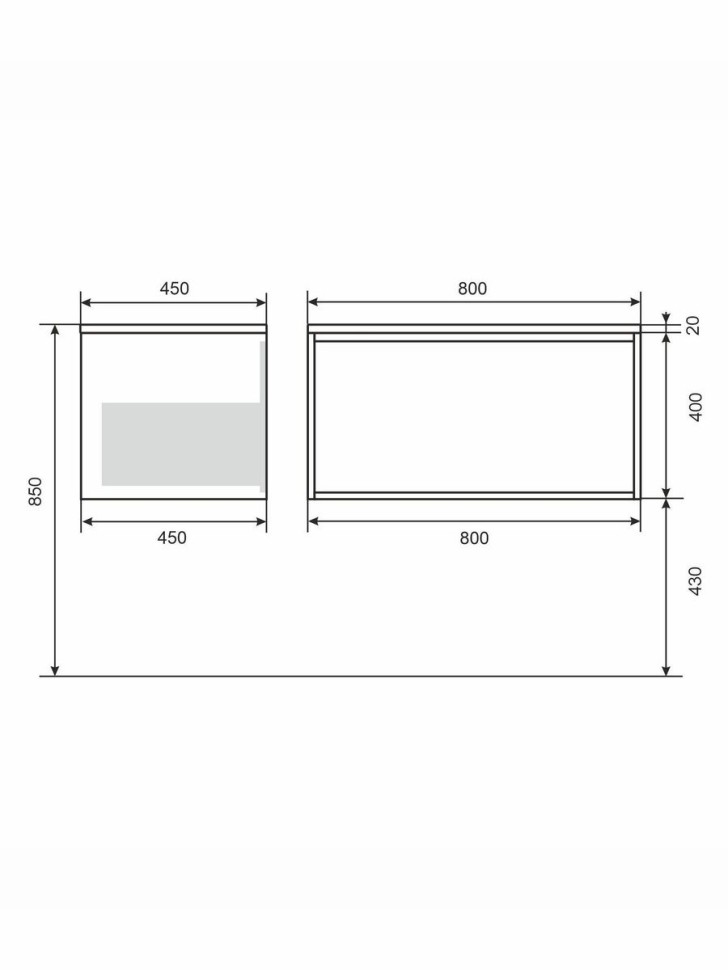 Тумба под раковину для ванной Uperwood Next Premium подвесная, 80 см, белая/графит, 1 ящик