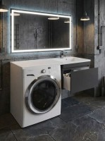 Тумба под стиральную машину подвесная Uperwood Magenta 45х50х55 см, черная, выдвижной ящик