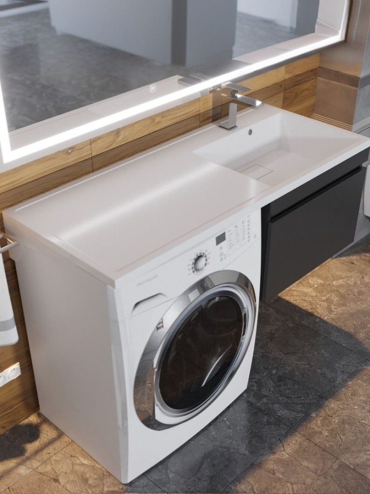 Тумба под стиральную машину подвесная Uperwood Magenta 45х50х55 см, черная, выдвижной ящик