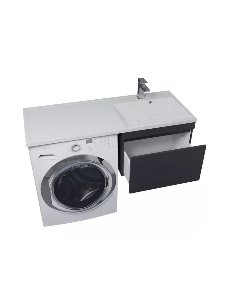 Тумба под стиральную машину подвесная Uperwood Magenta 45х50х55 см, черная, выдвижной ящик