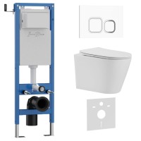 Комплект 3в1 IBERICA BLANCA инсталляция SILENCIO MINI, унитаз BURGOS ALTO белый, кнопка смыва ESTI-Q белый глянцевый (IB.001M.BRA.234.831)