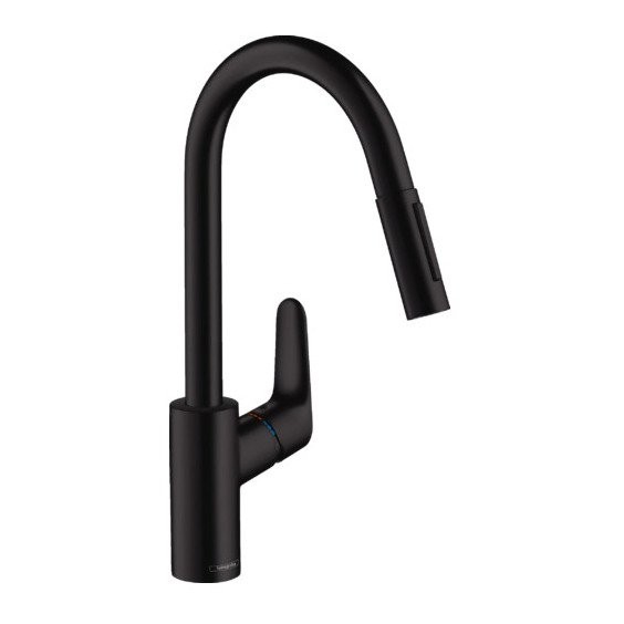 Смеситель для кухни Hansgrohe Focus 240, 31815670 с выдвижным душем черный матовый