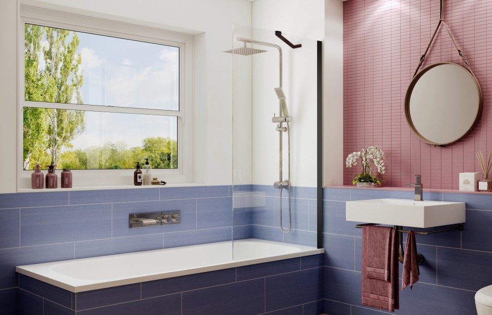 Шторка для ванны Ambassador Bath Screens 16041207 (80х140) черный,стекло прозрачное,неподвижное,1 место