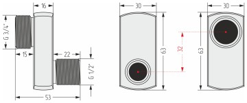 Эксцентрик e 32 мм (G 1/2" НР х G 3/4" НР)