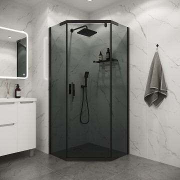 Душевое ограждение Niagara Eco NG-1010-14DT (100х100х190) трапеция,распашное,черный,стекло тонированное,1 место