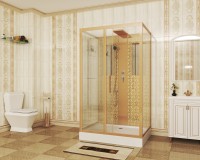Душевая кабина Niagara Luxe NG-7711GBK (90x120х210) низкий поддон(15см),дверь раздвижная,стенки золото,без крыши,5 мест