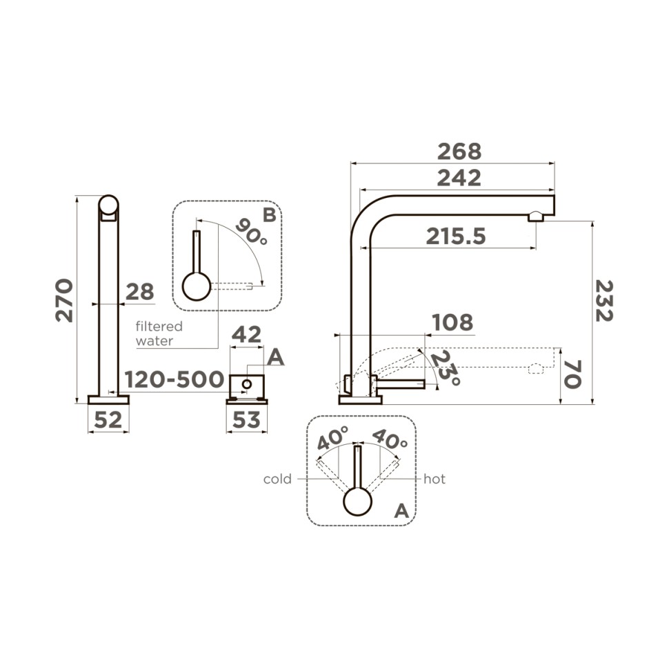 Смеситель для кухни Omoikiri Nara 2 Plus-GB латунь/графит