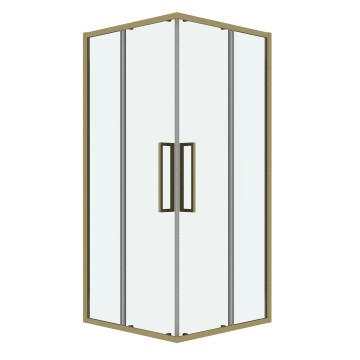 Душевое ограждение Grossman Cosmo 300.K33.02.9090.32.00 (90х90х195) квадрат,раздвижная,золото сатин,стекло прозрачное, 1 место