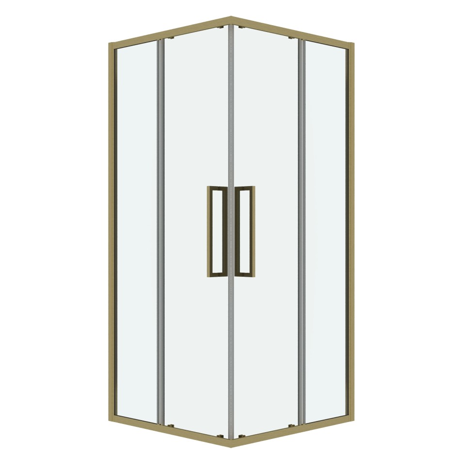 Душевое ограждение Grossman Cosmo 300.K33.02.9090.32.00 (90х90х195) квадрат,раздвижная,золото сатин,стекло прозрачное, 1 место