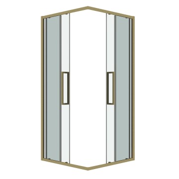Душевое ограждение Grossman Cosmo 300.K33.02.9090.32.00 (90х90х195) квадрат,раздвижная,золото сатин,стекло прозрачное, 1 место
