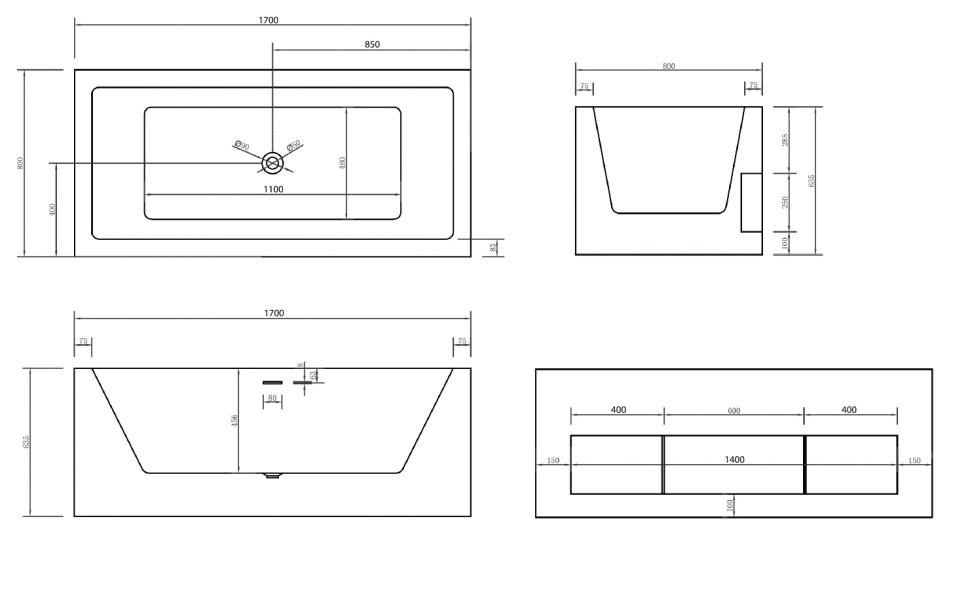 Акриловая ванна ABBER AB9339-1.7 белая